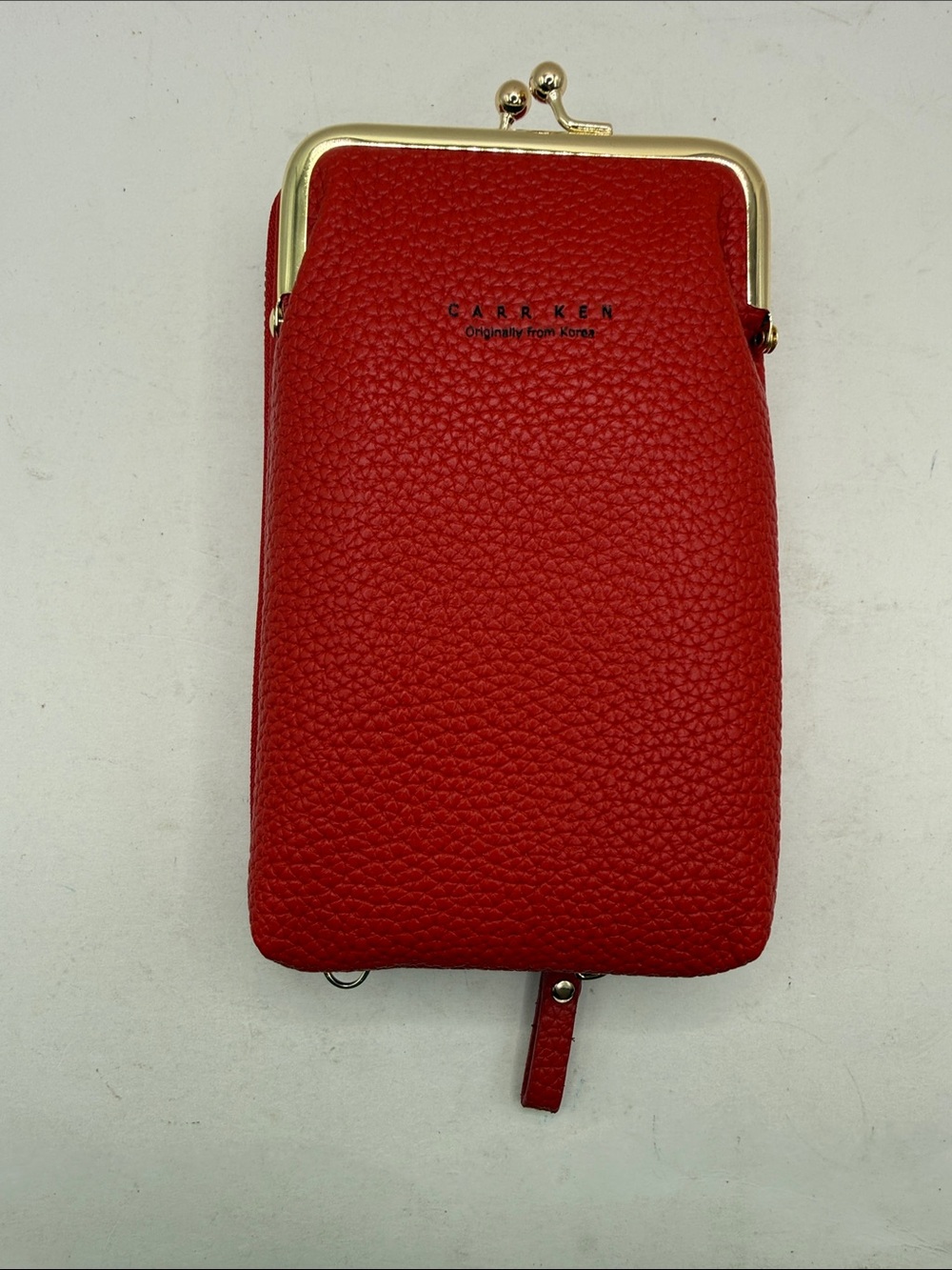 NWOT Carr Ken Crossbody Purse Bag Wallet Clutch Phone Red Kiss Lock Convertible - Picture 6 of 13